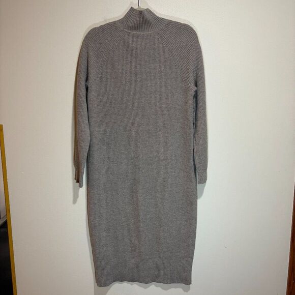Boden Size 8 High Neck Knit Sweater Midi Dress Wool Blend Mink Tan Neutral - Picture 8 of 11